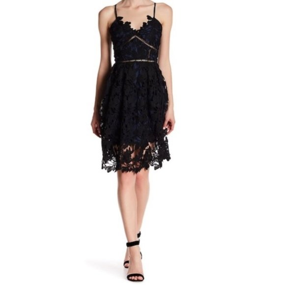Romeo & Juliet Couture Dresses & Skirts - Romeo & Juliet Couture Crochet Lace Overlay Dress Midnight Blue NWT Size M